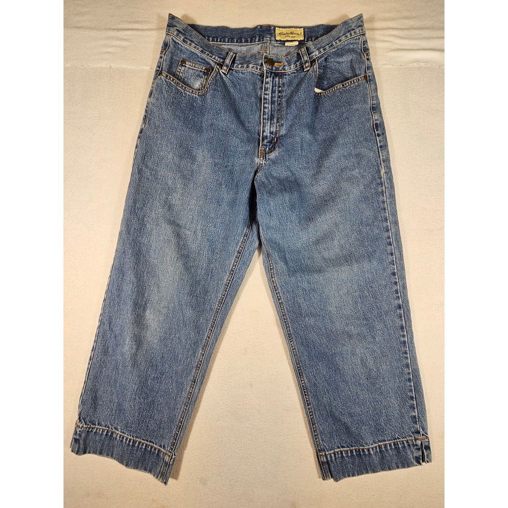 Eddie Bauer Womens High Rise Capri Jeans Medium Wash Blue Size 12 0667